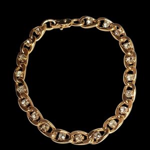 Radiant Gold Link Bracelet with Crystals